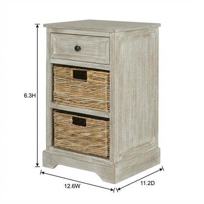 Distressed Cream, Side Table, Quality Build, Durable Wood Frame