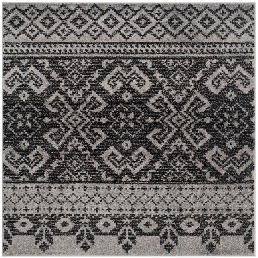 Adirondack, SILVER / BLACK, 8' X 8' Square, Area Rug, ADR107A-8SQ