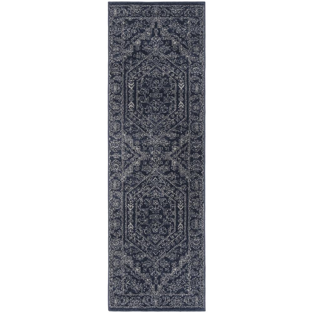 Adirondack, NAVY / IVORY, 2'-6" X 14', Area Rug