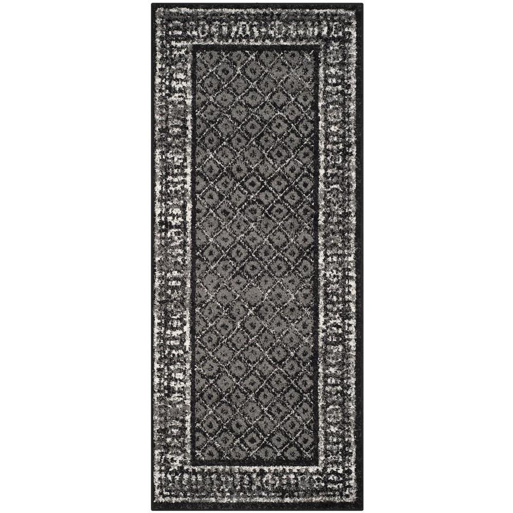 Adirondack, BLACK / SILVER, 2'-6" X 14', Area Rug