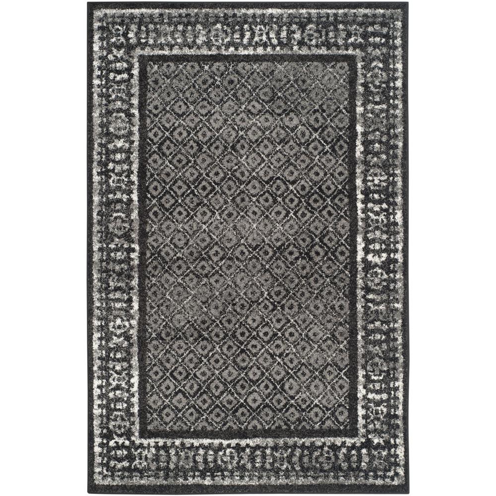 Adirondack, BLACK / SILVER, 6' X 9', Area Rug, ADR110A-6