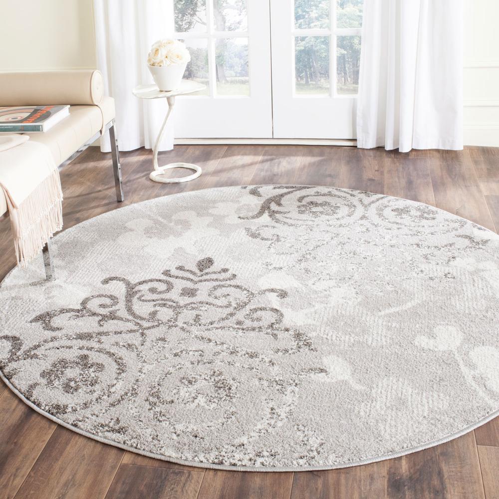 Adirondack, SILVER / IVORY, 7' X 7' Round, Area Rug