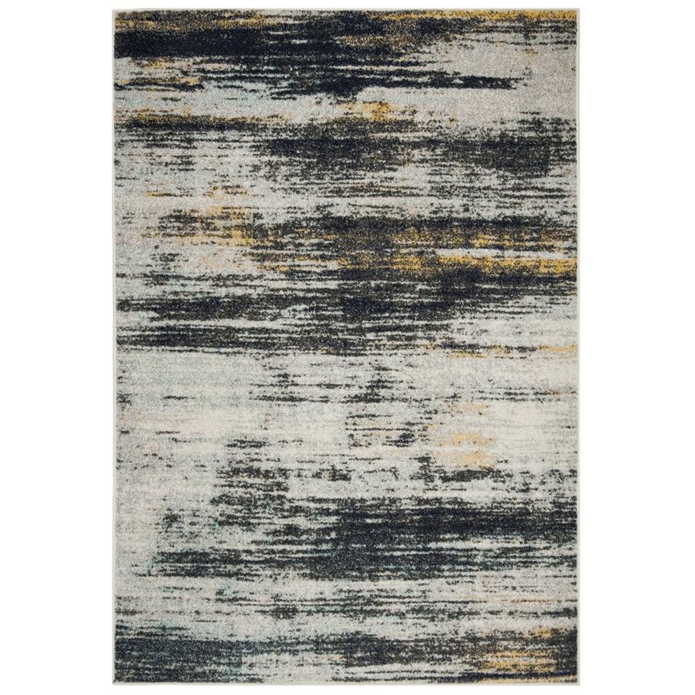 ADIRONDACK, LIGHT GREY / BLACK, 6' X 9', Area Rug