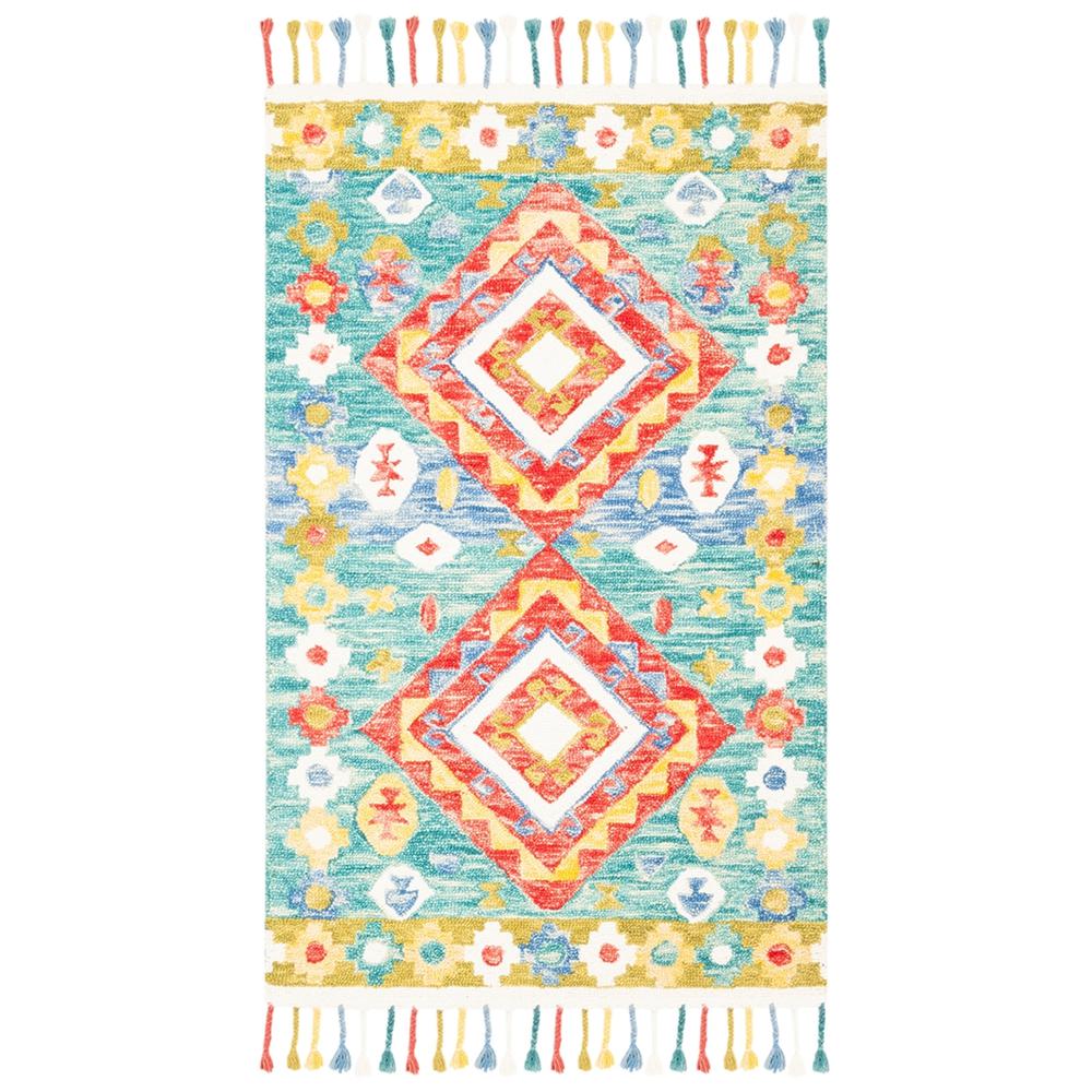 ASPEN, GREEN / RED, 4' X 6', Area Rug