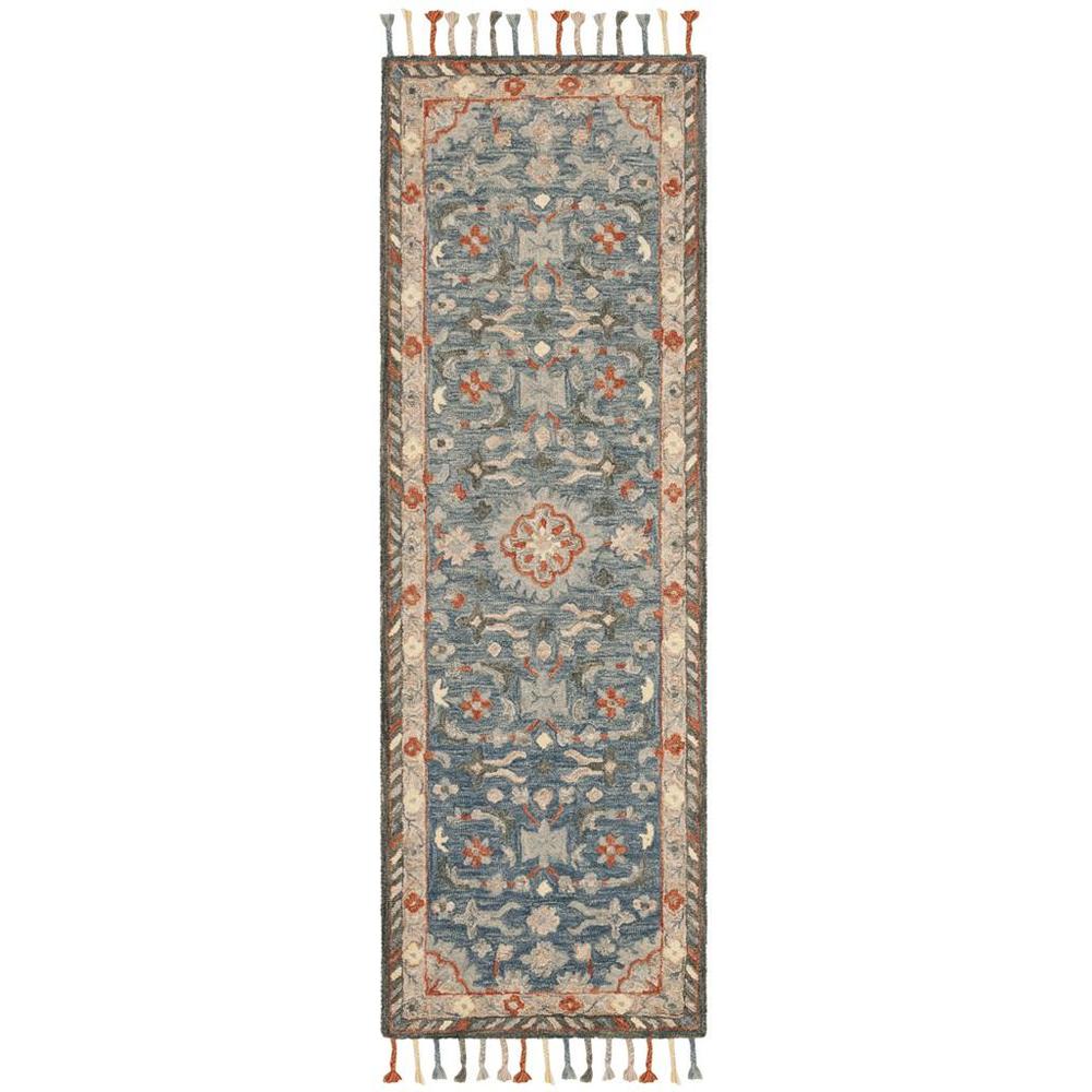 ASPEN, BLUE / RUST, 2'-3" X 15', Area Rug