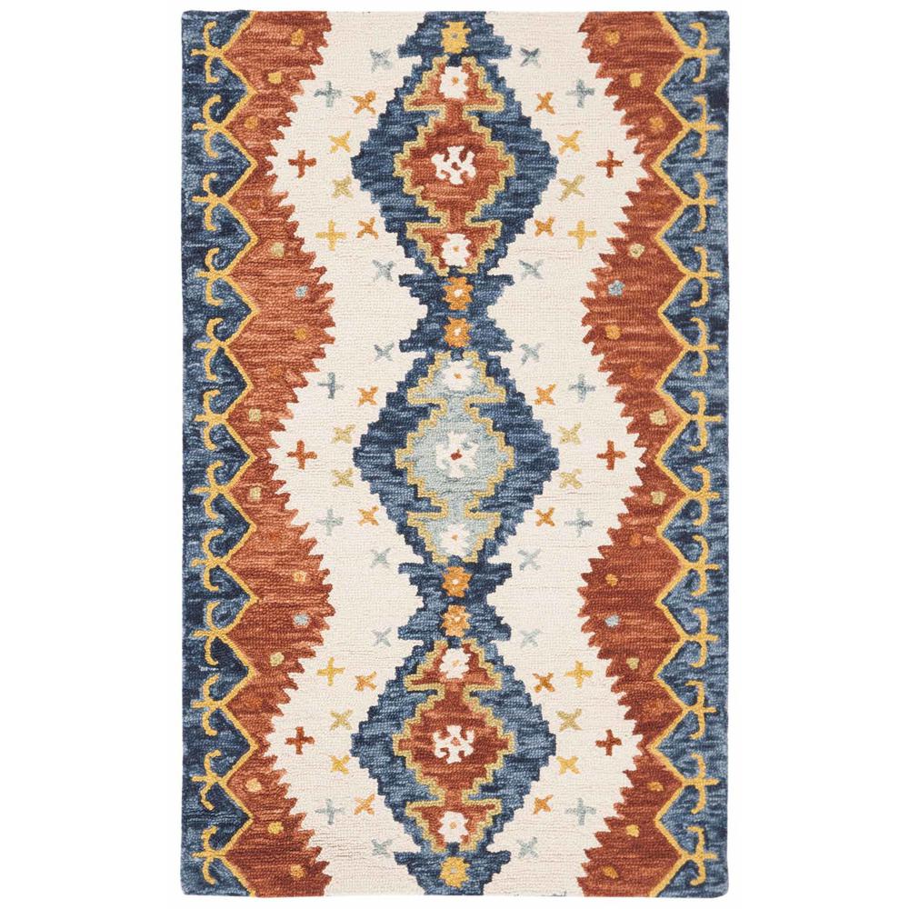 ASPEN, IVORY / BLUE, 4' X 6', Area Rug, APN401A-4
