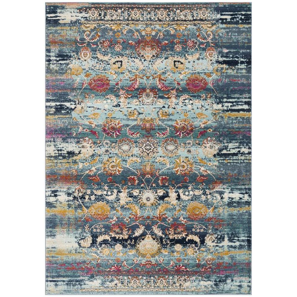 BALDWIN, TEAL / BEIGE, 5'-1" X 7'-6", Area Rug