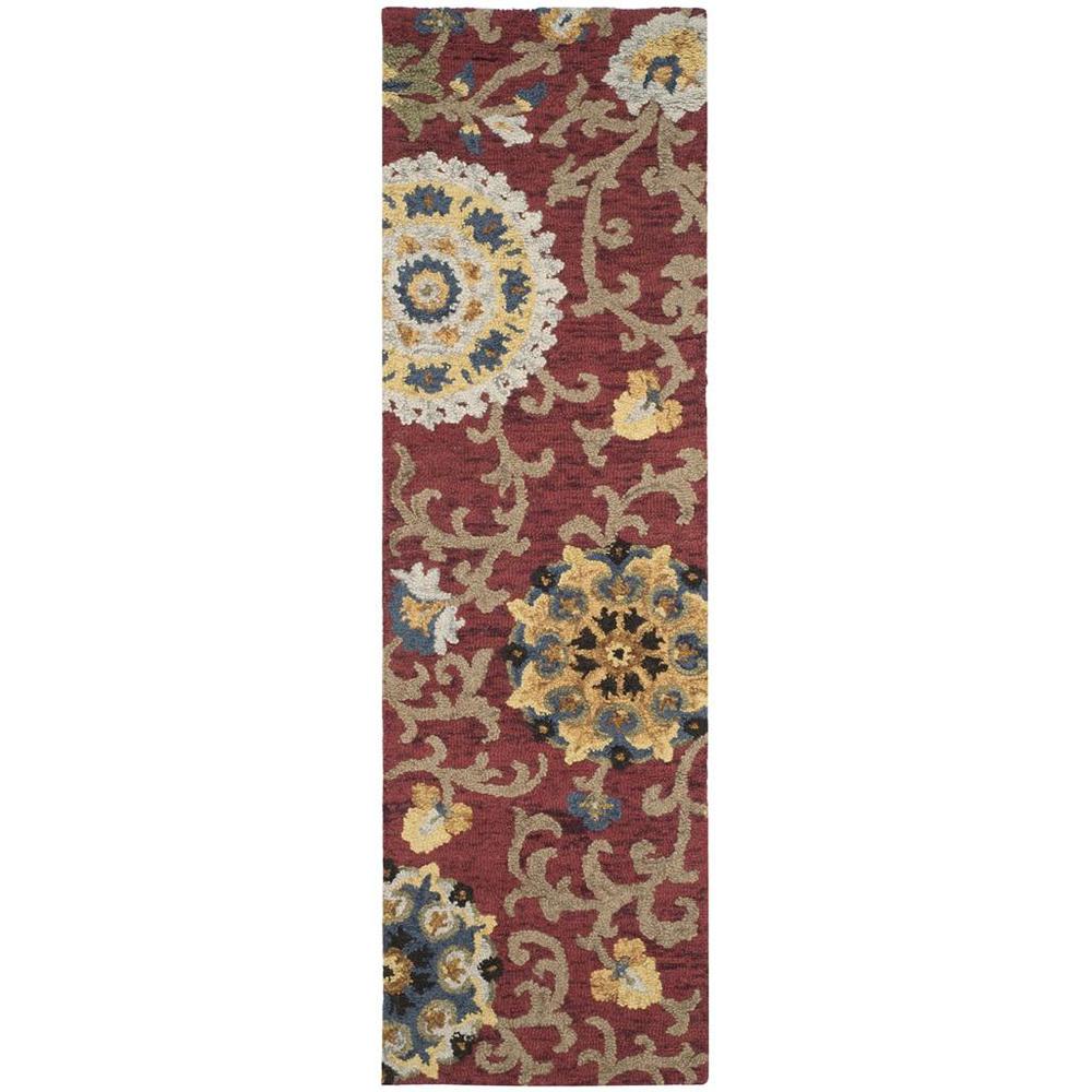 BLOSSOM, RED / MULTI, 2'-3" X 8', Area Rug