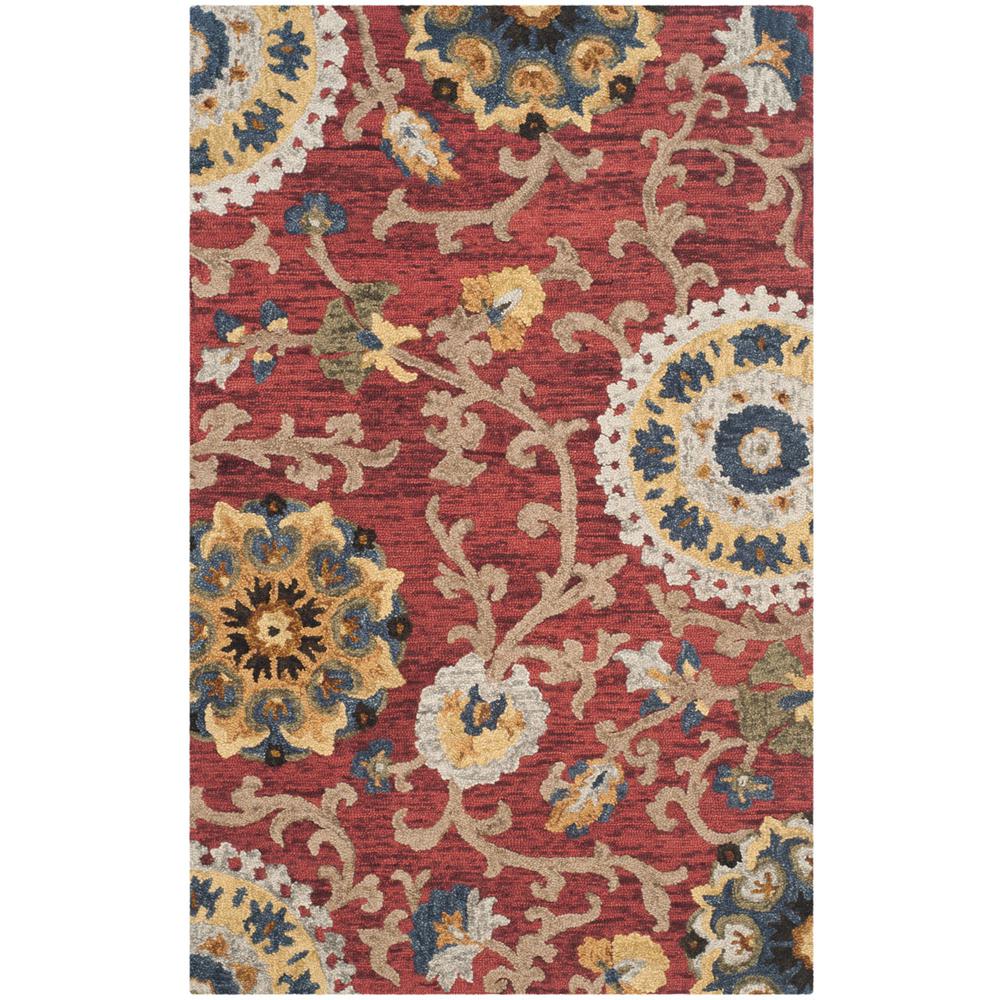 BLOSSOM, RED / MULTI, 6' X 9', Area Rug