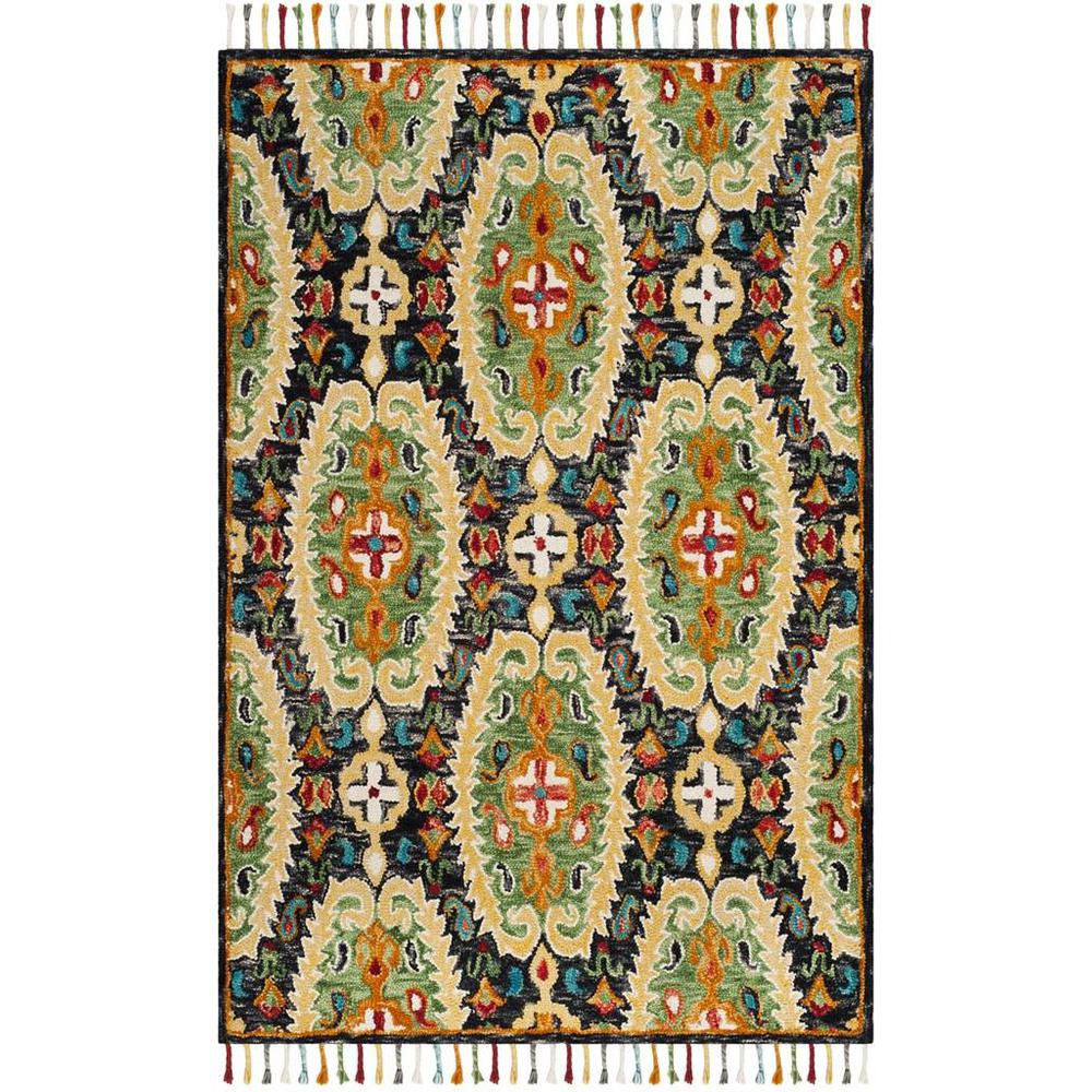 BLOSSOM, CHARCOAL / GOLD, 4' X 6', Area Rug