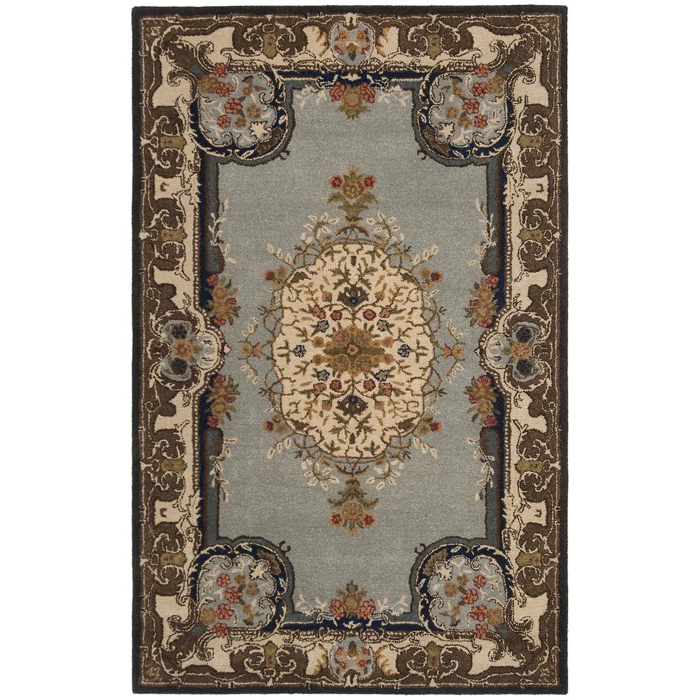 BERGAMA, BROWN / BLUE, 5' X 8', Area Rug