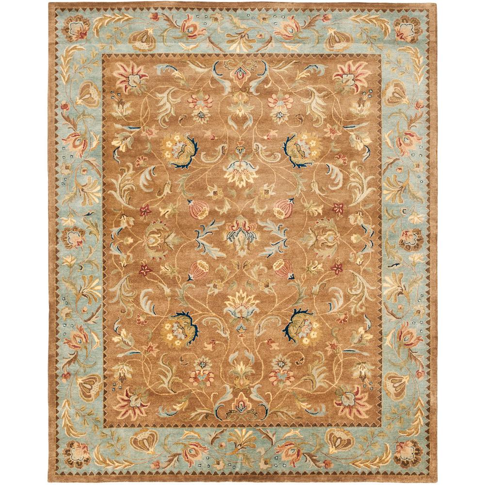 BERGAMA, BROWN / BLUE, 9' X 12', Area Rug