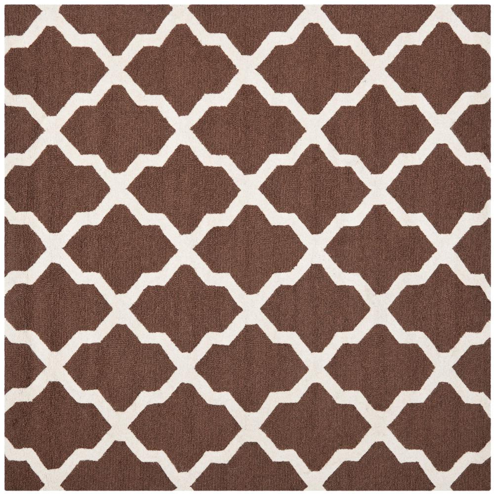 CAMBRIDGE, DARK BROWN / IVORY, 8' X 8' Square, Area Rug, CAM121H-8SQ