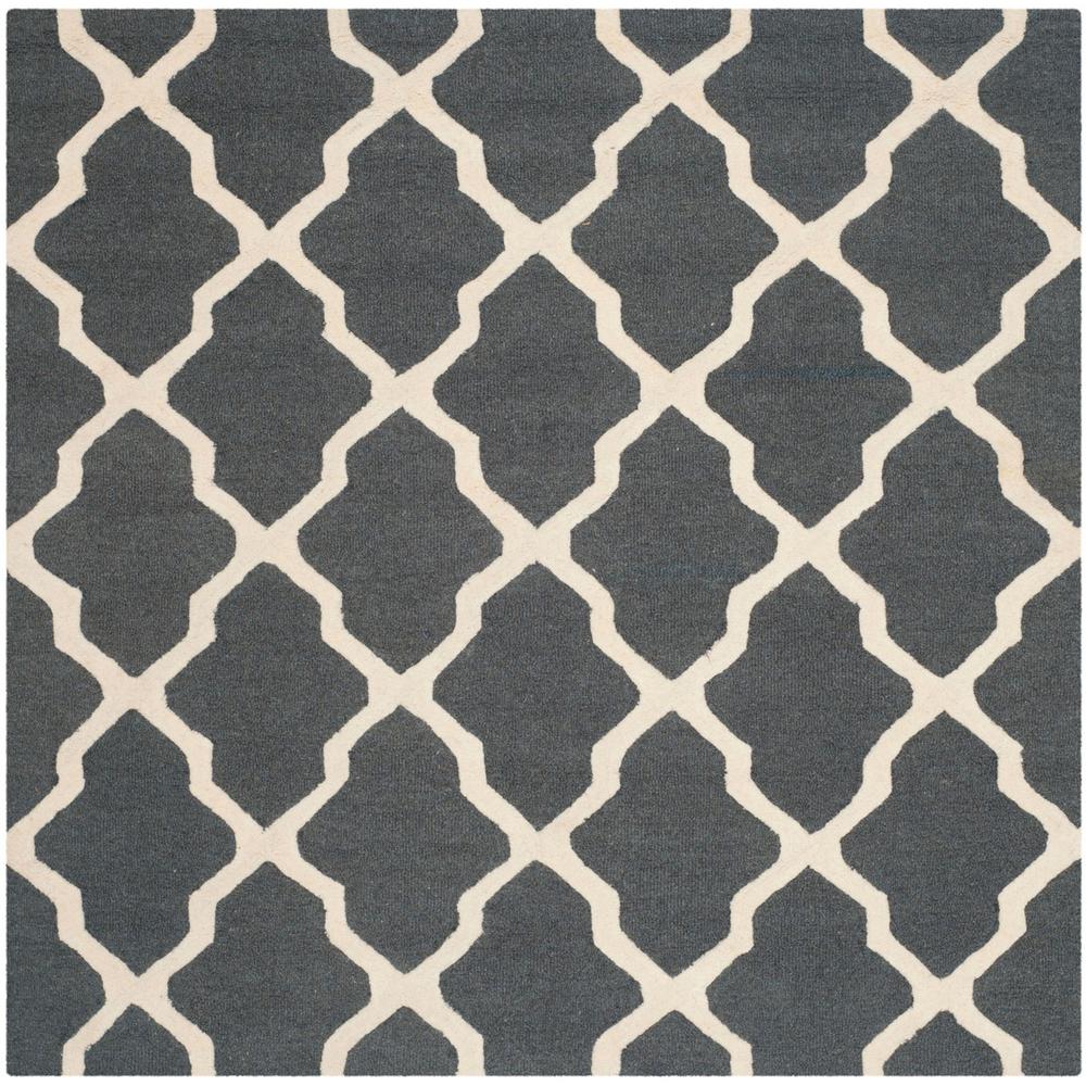 CAMBRIDGE, DARK GREY / IVORY, 8' X 8' Square, Area Rug, CAM121X-8SQ