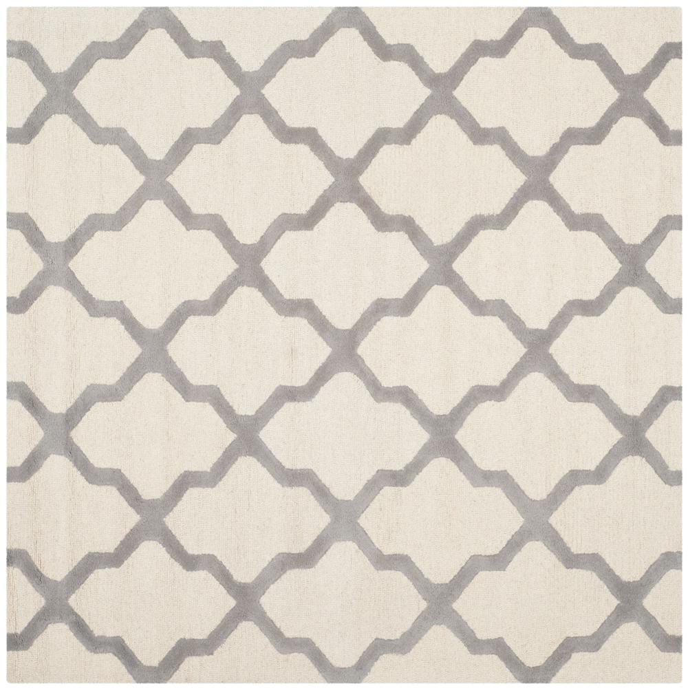 CAMBRIDGE, IVORY / SILVER, 8' X 8' Square, Area Rug