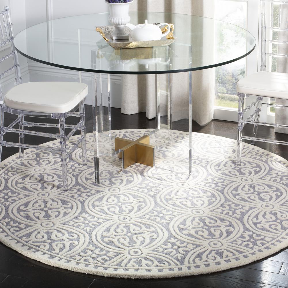 CAMBRIDGE, SILVER / IVORY, 10' X 10' Round, Area Rug, CAM123D-10R