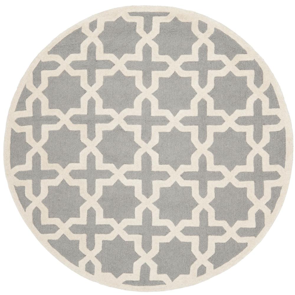 CAMBRIDGE, SILVER / IVORY, 8' X 8' Round, Area Rug, CAM125D-8R