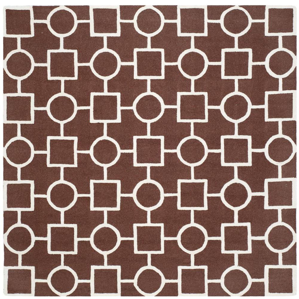 CAMBRIDGE, DARK BROWN / IVORY, 8' X 8' Square, Area Rug, CAM143H-8SQ