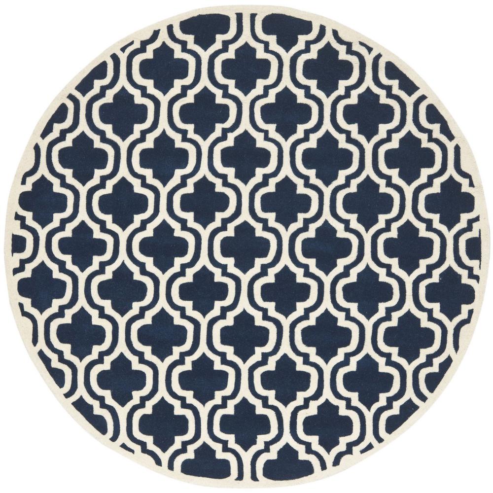 CHATHAM, DARK BLUE / IVORY, 7' X 7' Round, Area Rug, CHT727C-7R