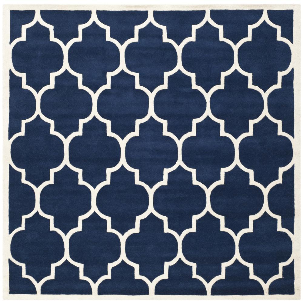 CHATHAM, DARK BLUE / IVORY, 7' X 7' Square, Area Rug, CHT733C-7SQ