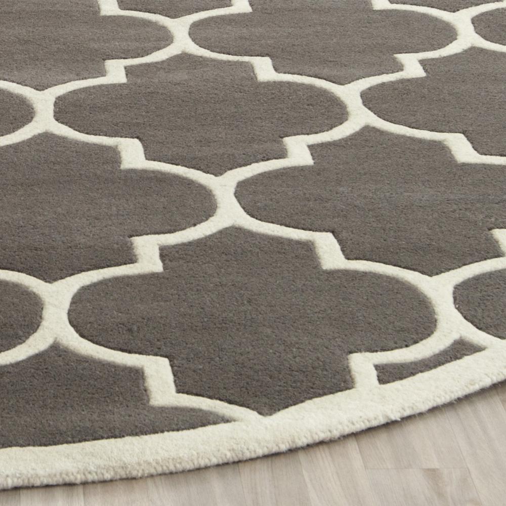 CHATHAM, DARK GREY / IVORY, 8'-9" X 8'-9" Round, Area Rug