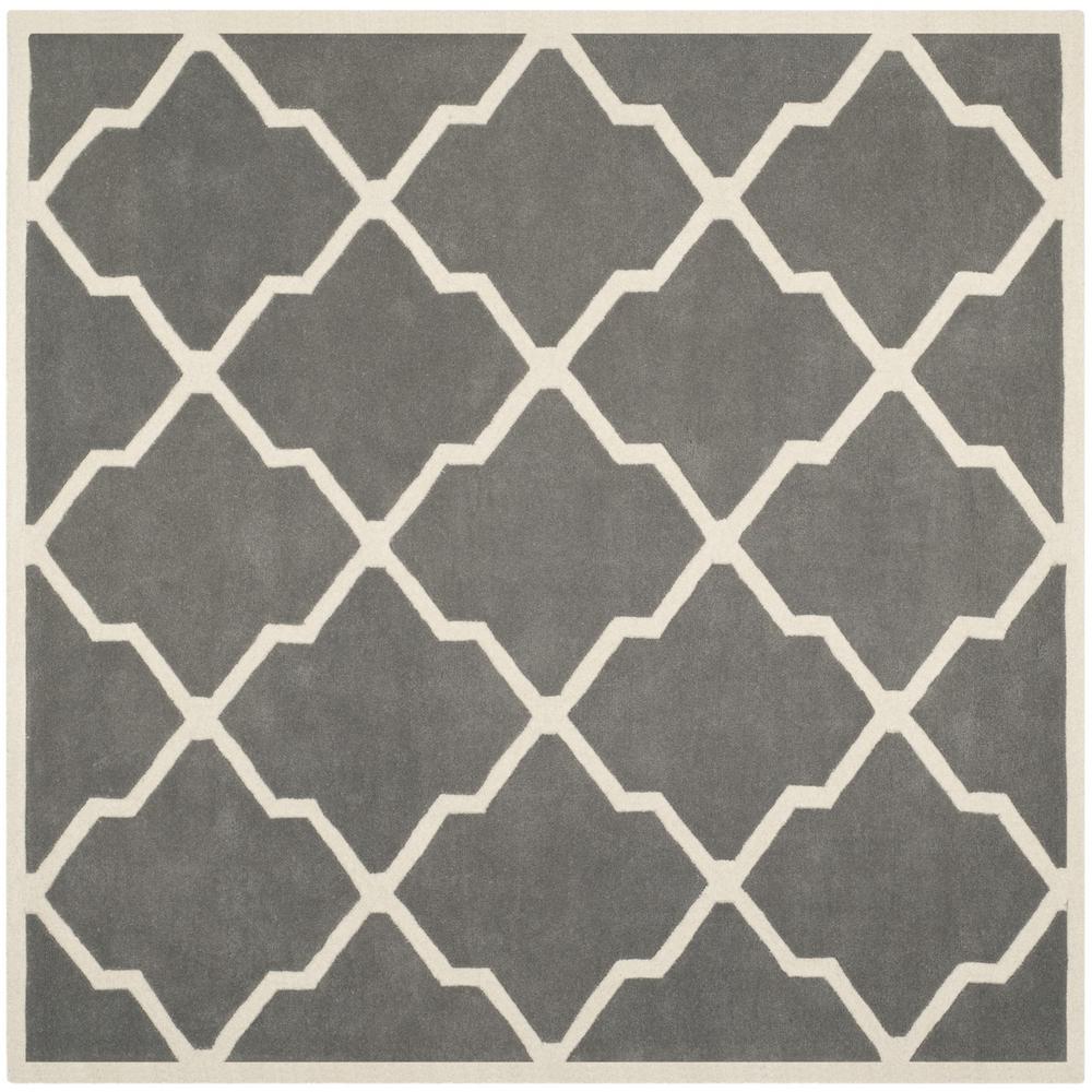 CHATHAM, DARK GREY / IVORY, 8'-9" X 8'-9" Square, Area Rug, CHT735D-9SQ