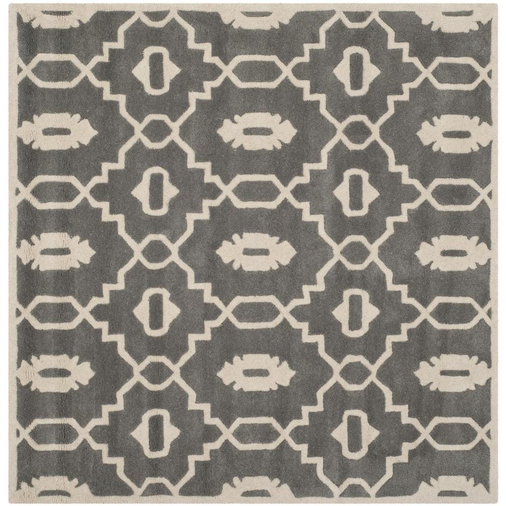 CHATHAM, DARK GREY / IVORY, 7' X 7' Square, Area Rug, CHT745D-7SQ