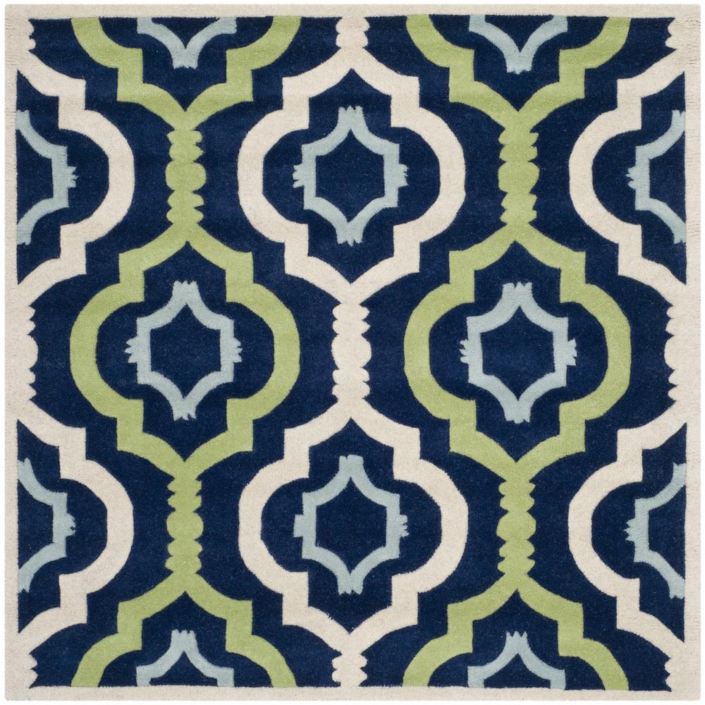CHATHAM, DARK BLUE / MULTI, 7' X 7' Square, Area Rug