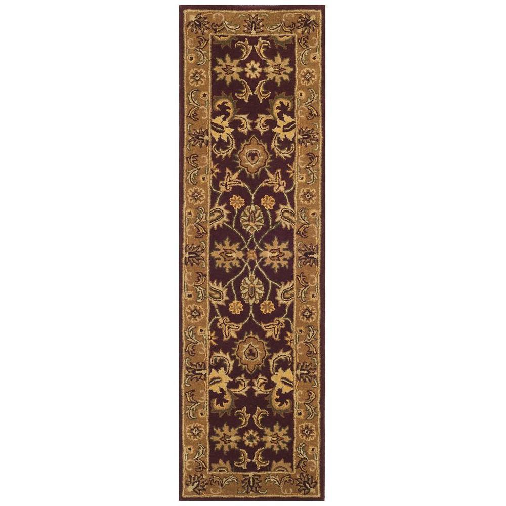CLASSIC, BURGUNDY / GOLD, 2'-3" X 8', Area Rug