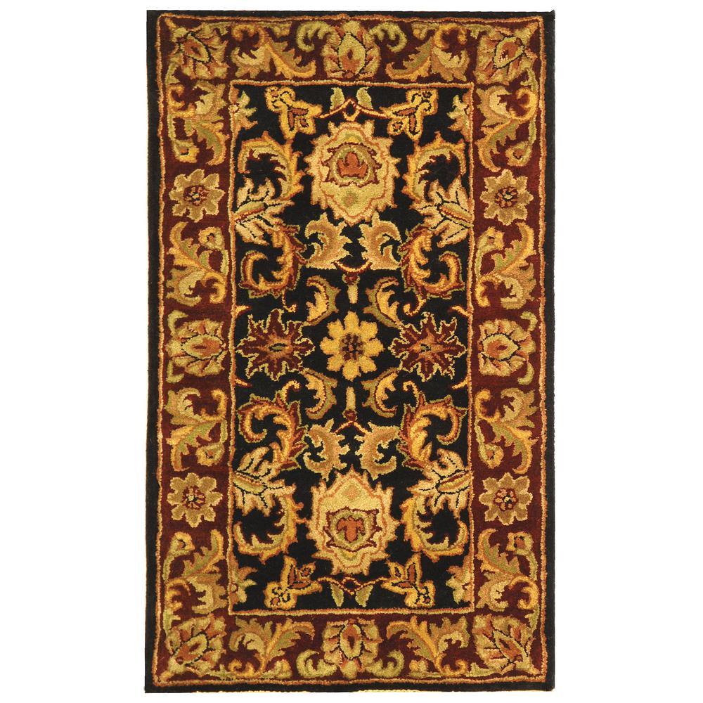 CLASSIC, BLACK / BURGUNDY, 2'-6" X 6', Area Rug