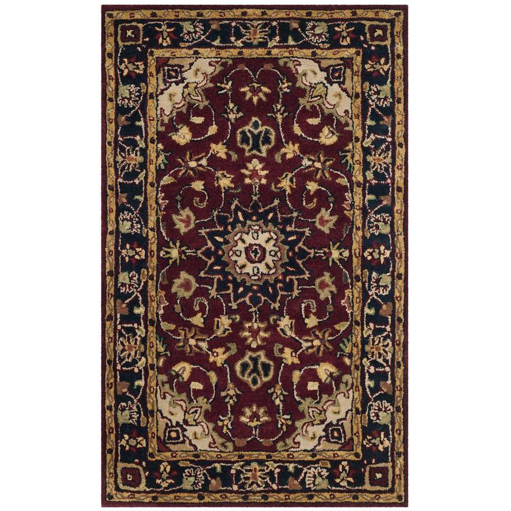 CLASSIC, BURGUNDY / NAVY, 3' X 5', Area Rug