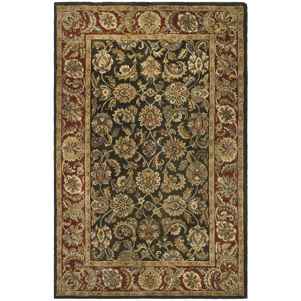 CLASSIC, DARK OLIVE / RED, 6' X 9', Area Rug