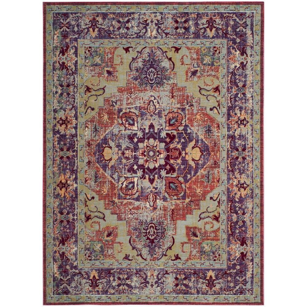 CLAREMONT, PURPLE / CORAL, 6' X 9'-2", Area Rug