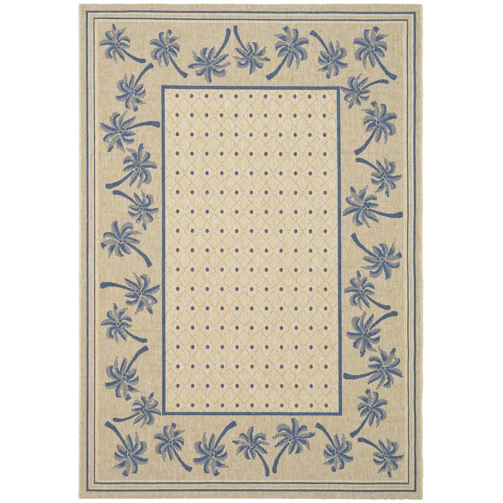 COURTYARD, IVORY / BLUE, 5'-3" X 7'-7", Area Rug