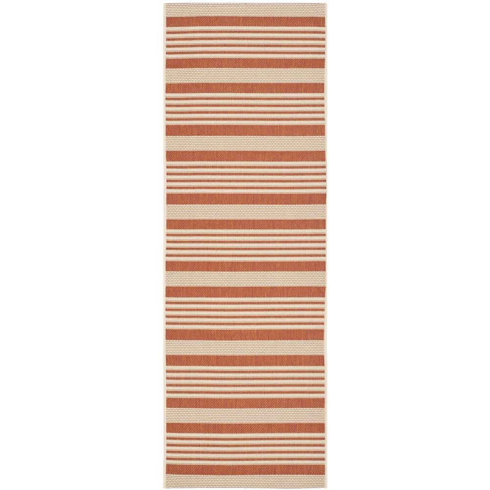 COURTYARD, TERRACOTTA / BEIGE, 2'-3" X 14', Area Rug