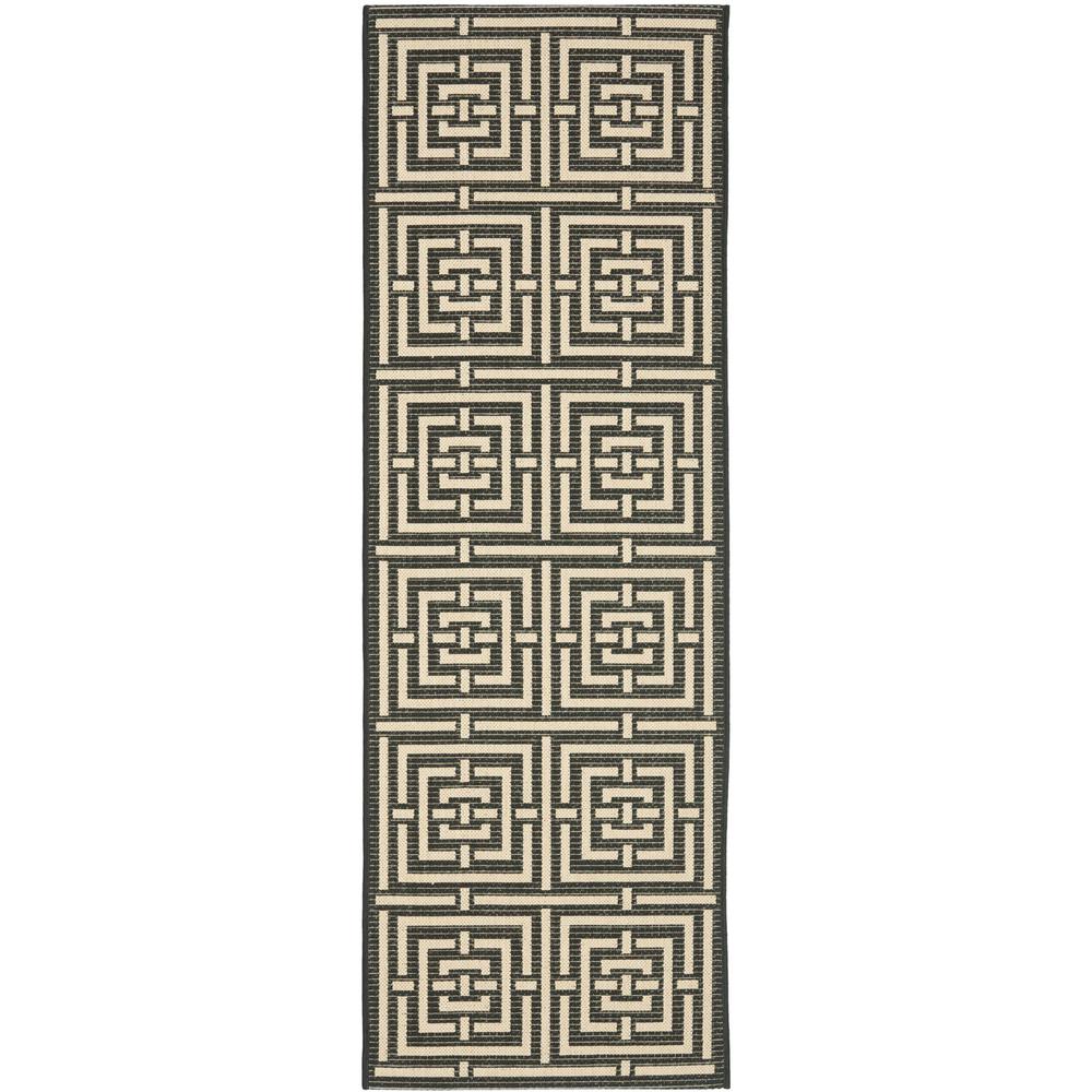 COURTYARD, BLACK / BONE, 2'-3" X 8', Area Rug, CY6937-26-28