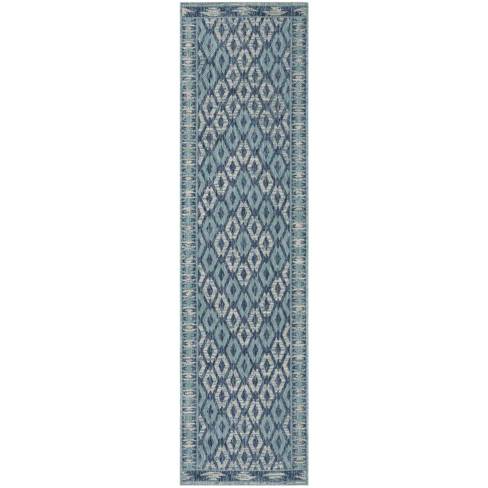 COURTYARD, NAVY / AQUA, 2'-3" X 14', Area Rug