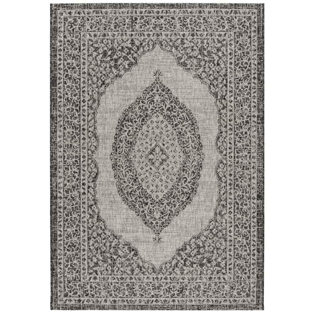 COURTYARD, LIGHT GREY / BLACK, 6'-7" X 9'-6", Area Rug, CY8751-37612-6