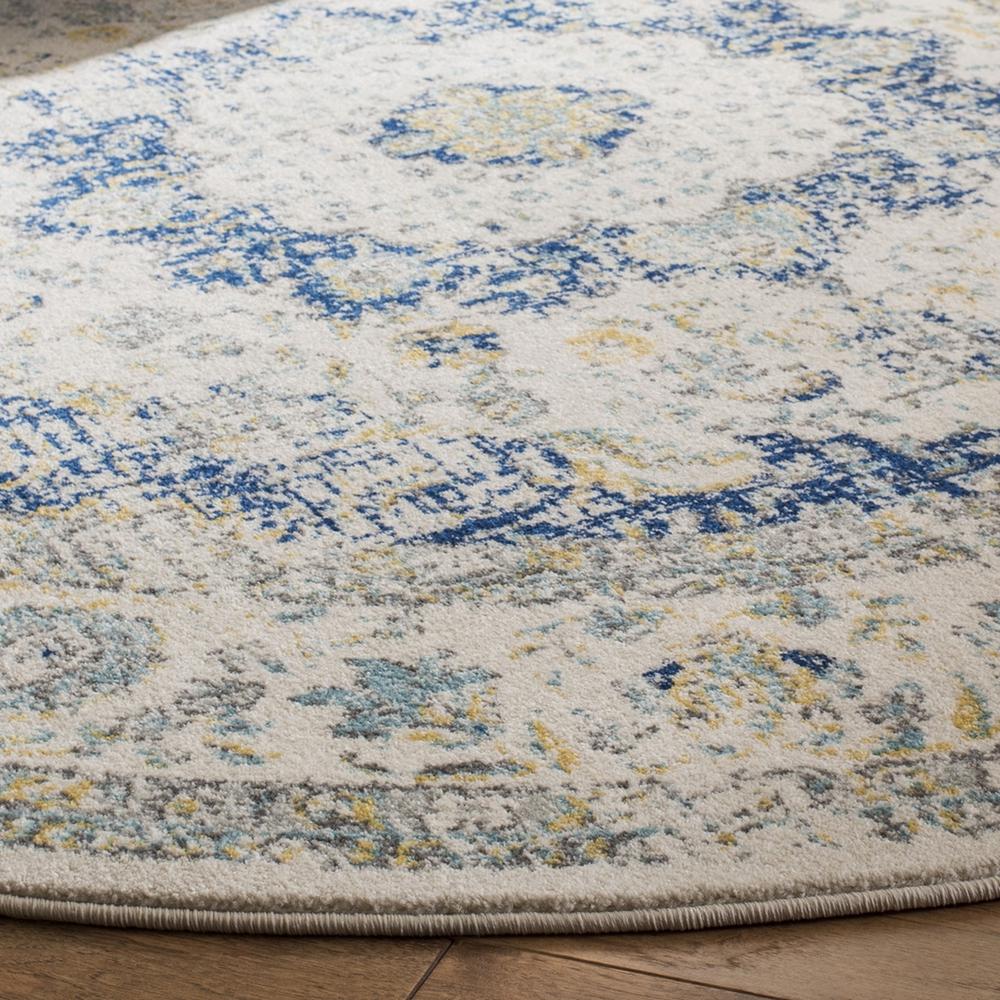 EVOKE, IVORY / BLUE, 9' X 9' Round, Area Rug, EVK220C-9R