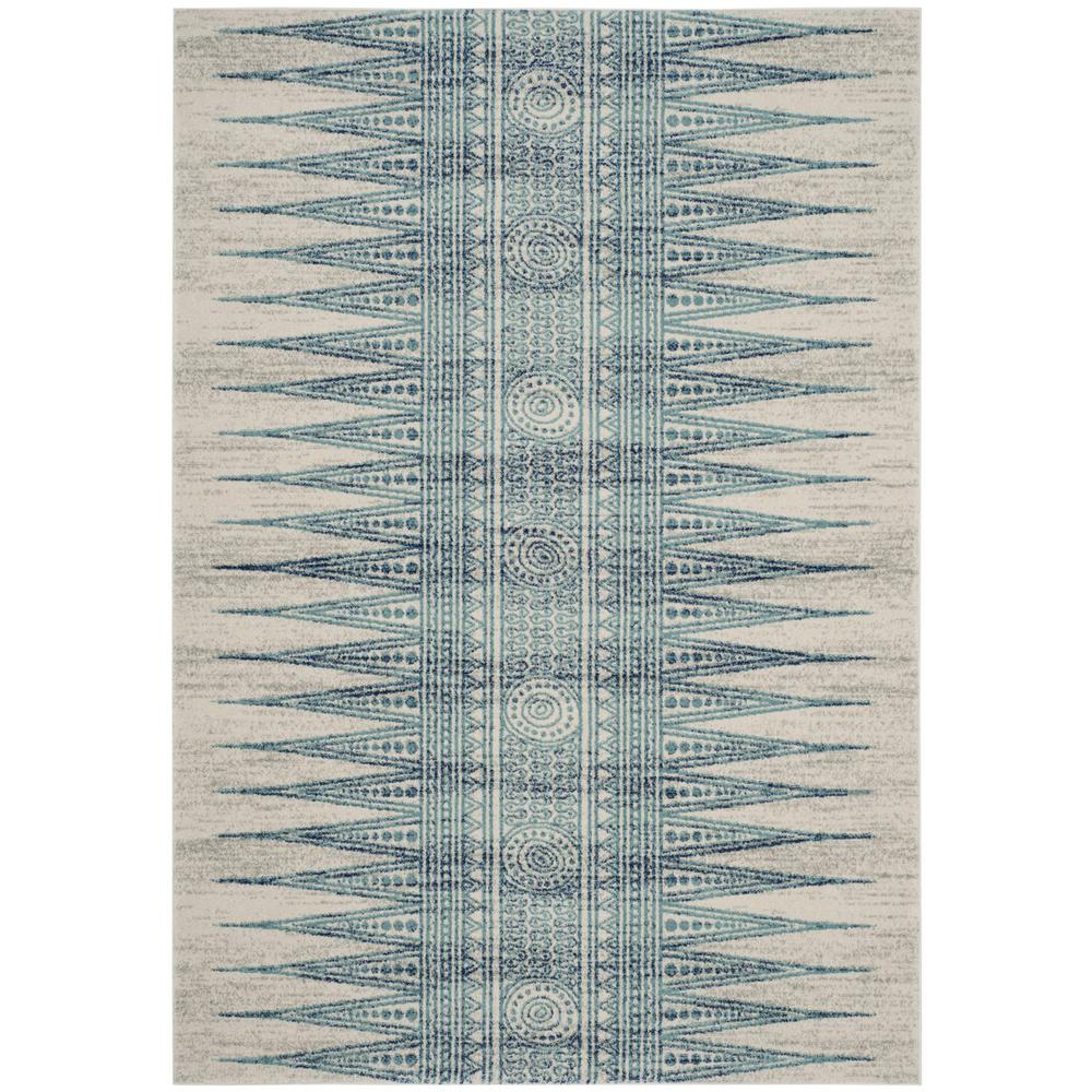 EVOKE, IVORY / TURQUOISE, 6'-7" X 9', Area Rug