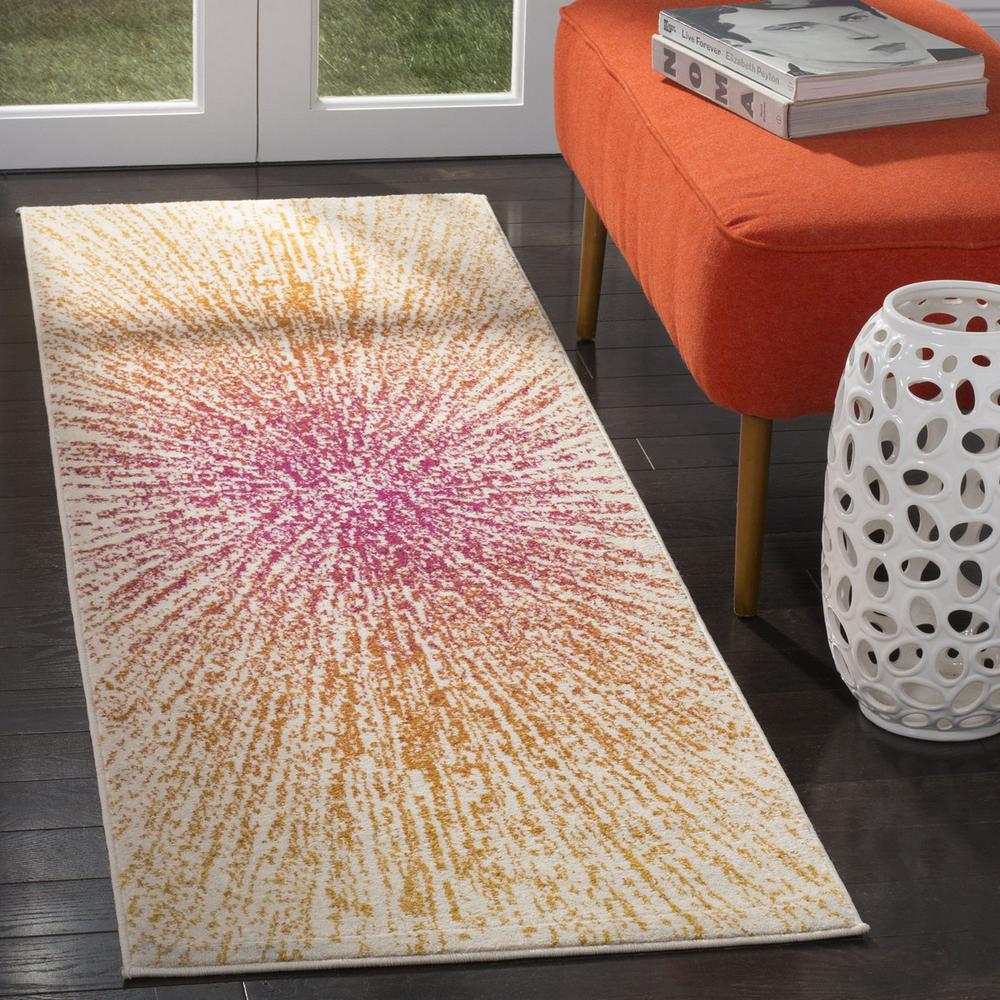 EVOKE, FUCHSIA / CREAM, 2'-2" X 9', Area Rug