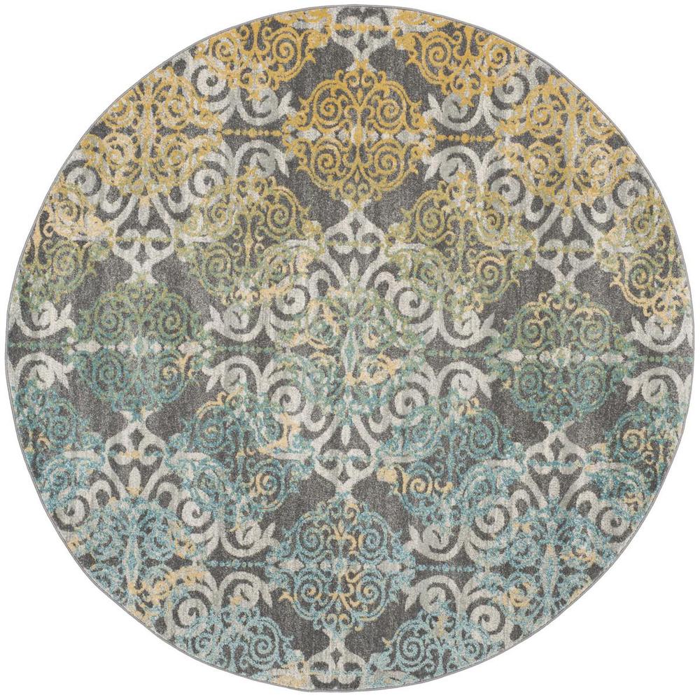 EVOKE, GREY / IVORY, 6'-7" X 6'-7" Round, Area Rug, EVK230D-7R