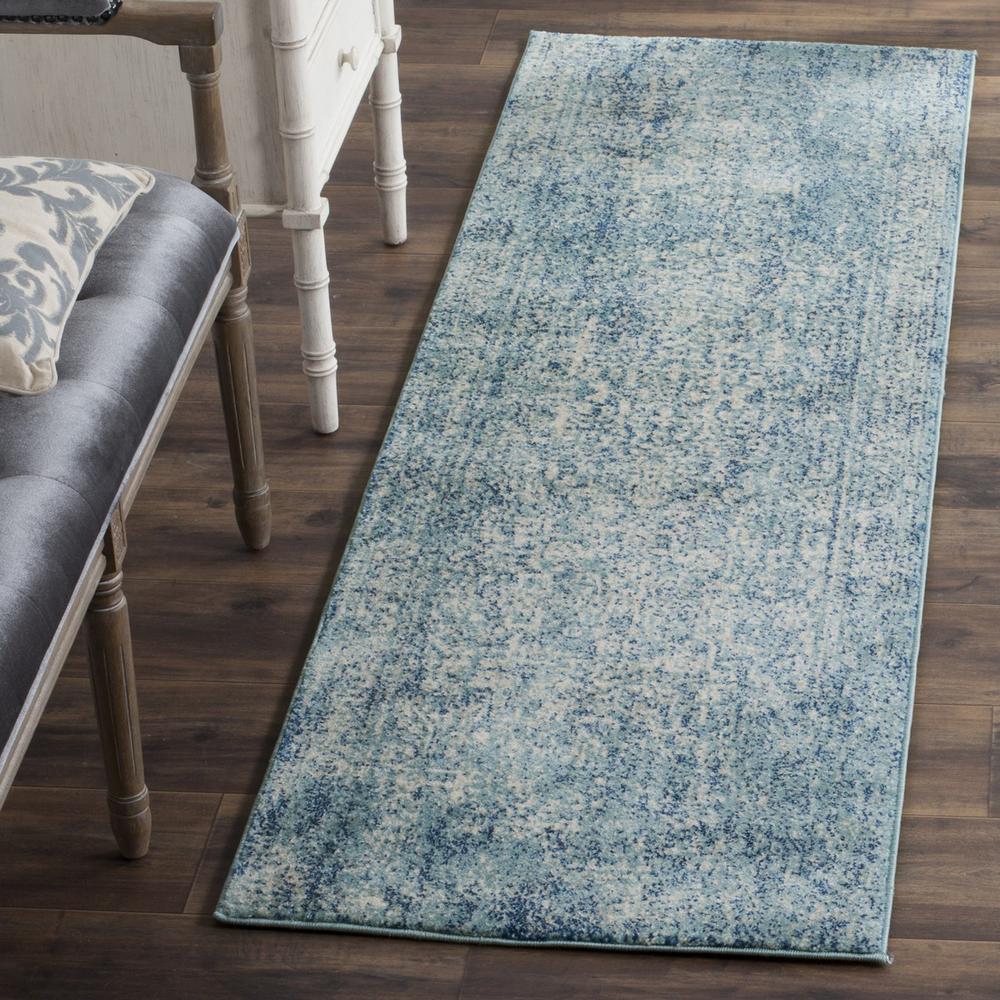 EVOKE, BLUE / IVORY, 2'-2" X 15', Area Rug
