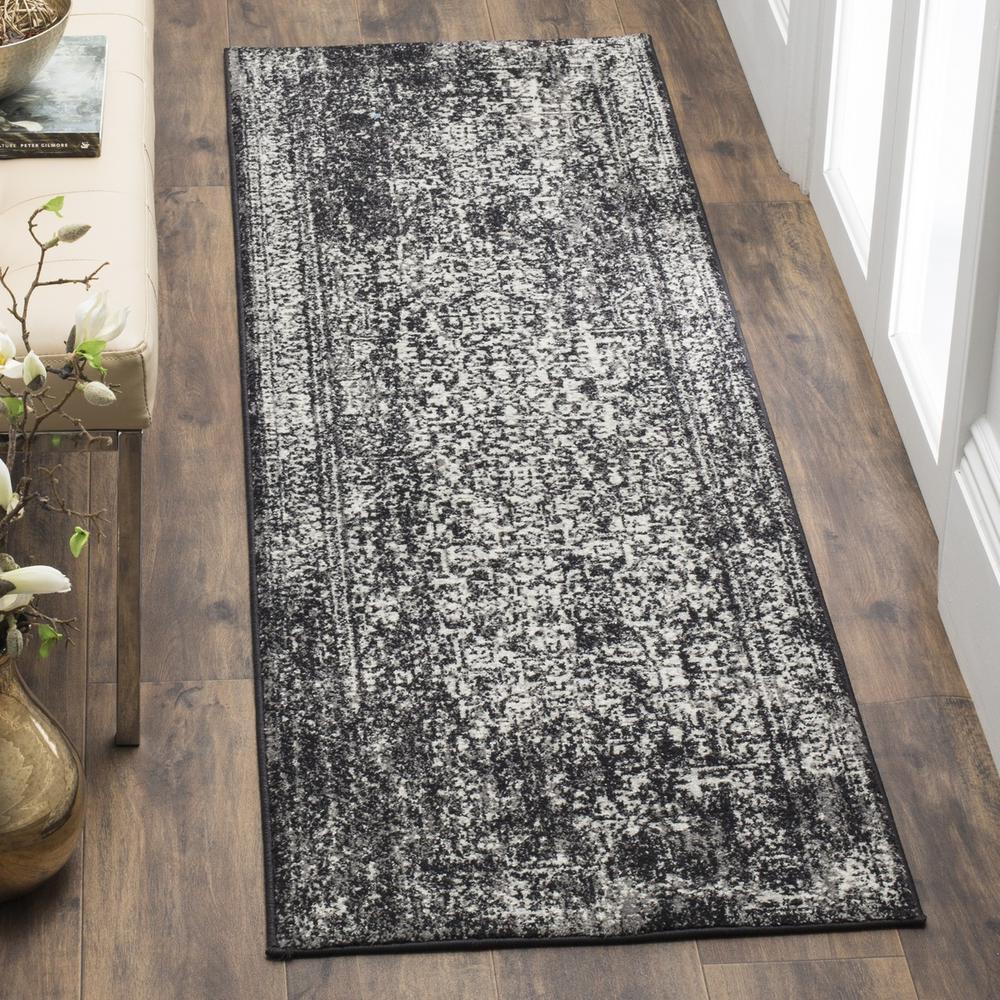 EVOKE, BLACK / GREY, 2'-2" X 9', Area Rug