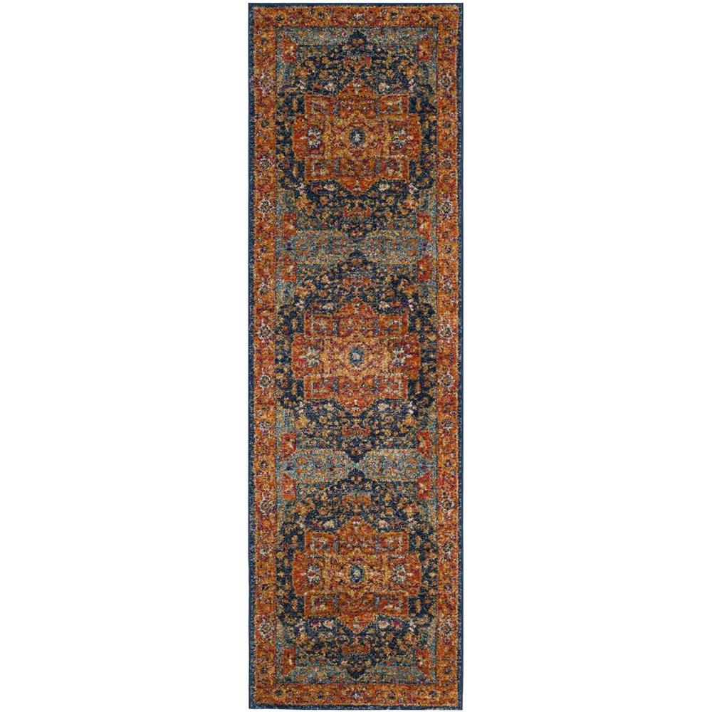 EVOKE, BLUE / ORANGE, 2'-2" X 15', Area Rug