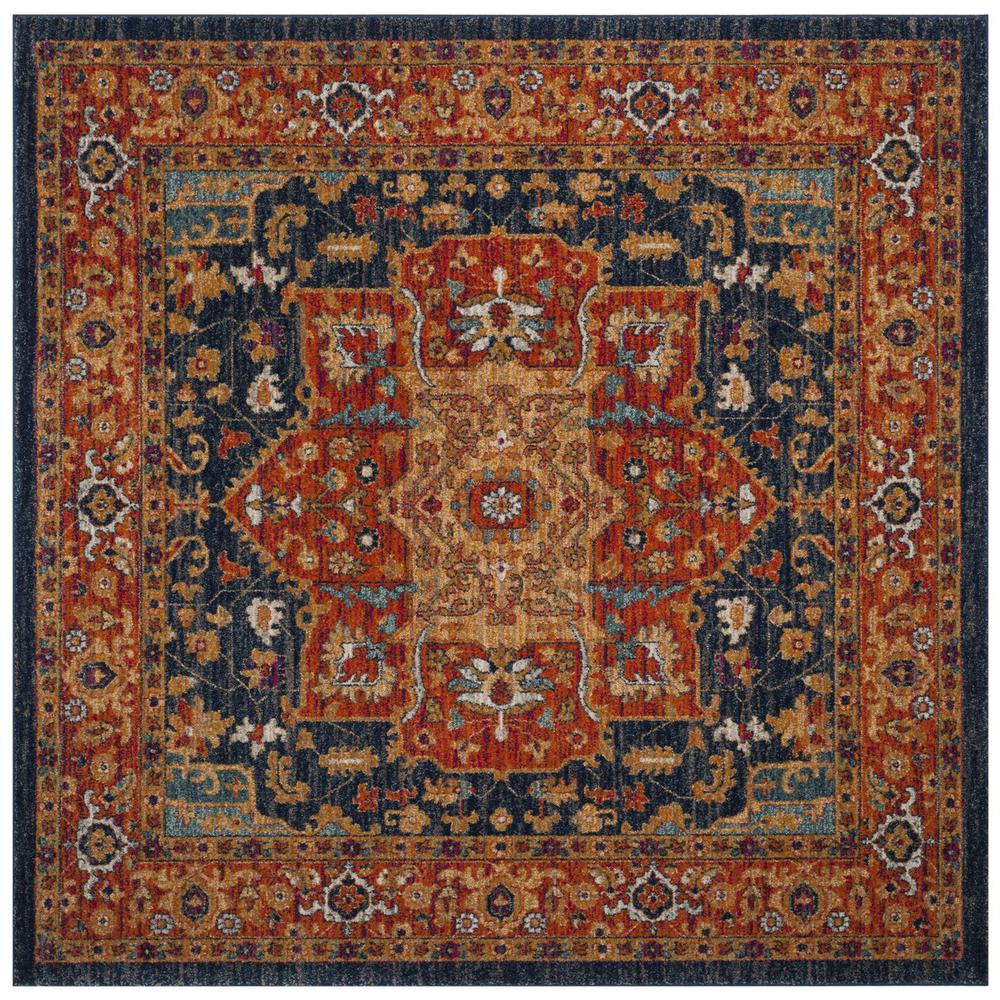 EVOKE, BLUE / ORANGE, 6'-7" X 6'-7" Square, Area Rug, EVK275C-7SQ