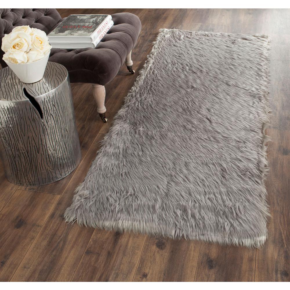 FAUX SHEEP SKIN, GREY, 2'-6" X 8', Area Rug, FSS235D-28