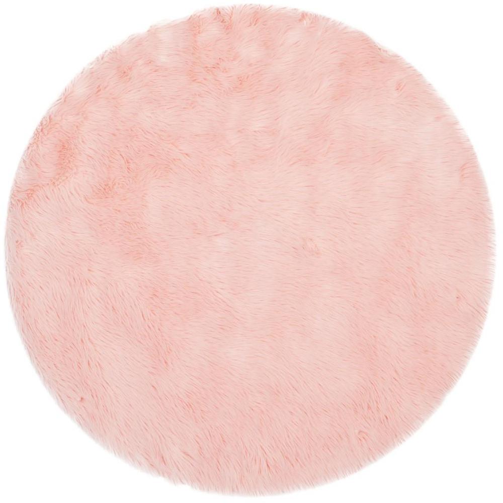 FAUX SHEEP SKIN, PINK, 5' X 5' Round, Area Rug