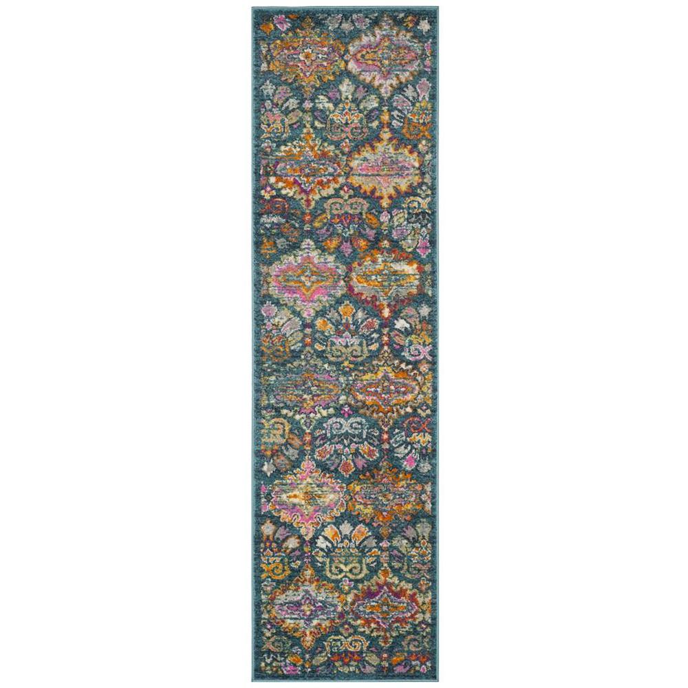 MADISON, BLUE / ORANGE, 2'-3" X 14', Area Rug
