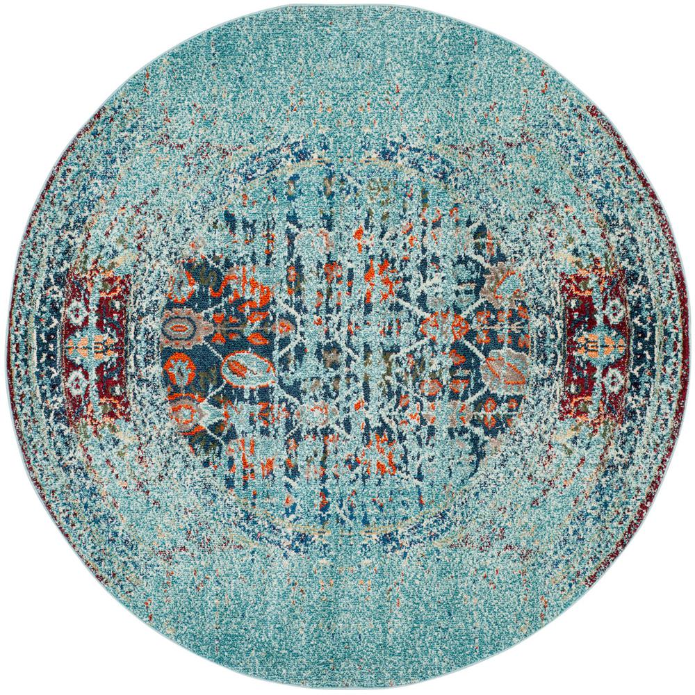 MONACO, BLUE / MULTI, 9' X 9' Round, Area Rug